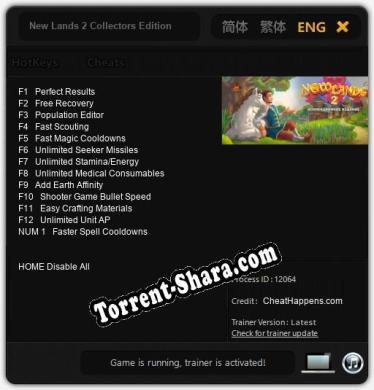 New Lands 2 Collectors Edition: ТРЕЙНЕР И ЧИТЫ (V1.0.57)