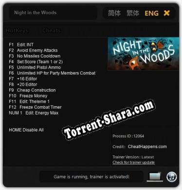 Night in the Woods: Читы, Трейнер +13 [CheatHappens.com]