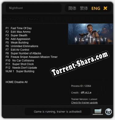 Nighthunt: Трейнер +13 [v1.5]