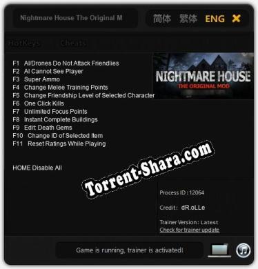 Nightmare House The Original Mod: Читы, Трейнер +11 [dR.oLLe]
