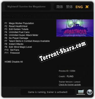 Nightwolf Survive the Megadome: ТРЕЙНЕР И ЧИТЫ (V1.0.52)