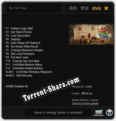 Трейнер для No Fair Play [v1.0.8]