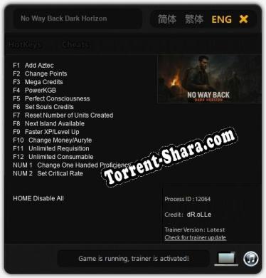 No Way Back Dark Horizon: ТРЕЙНЕР И ЧИТЫ (V1.0.19)