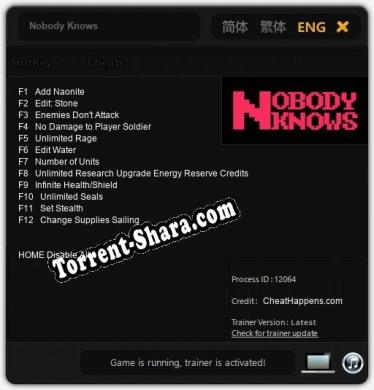 Трейнер для Nobody Knows [v1.0.7]