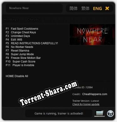 Трейнер для Nowhere Near [v1.0.3]