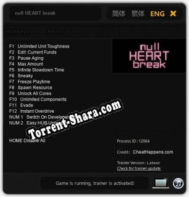 Трейнер для null HEART break [v1.0.9]