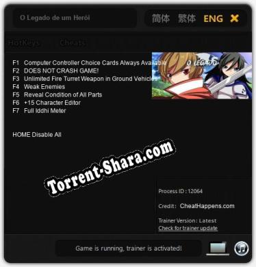 O Legado de um Herói: ТРЕЙНЕР И ЧИТЫ (V1.0.60)