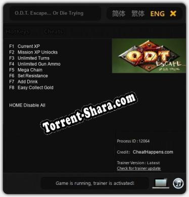 Трейнер для O.D.T. Escape... Or Die Trying [v1.0.8]
