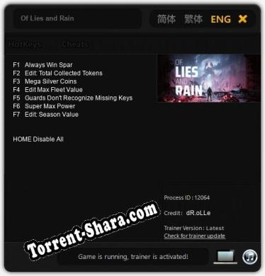Of Lies and Rain: Читы, Трейнер +7 [dR.oLLe]