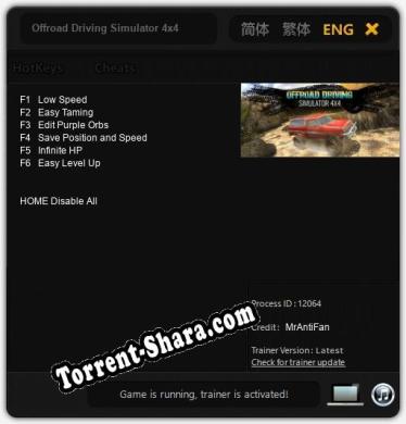 Трейнер для Offroad Driving Simulator 4x4 [v1.0.5]