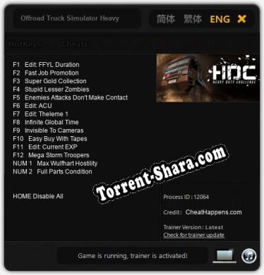 Трейнер для Offroad Truck Simulator Heavy Duty Challenge [v1.0.7]
