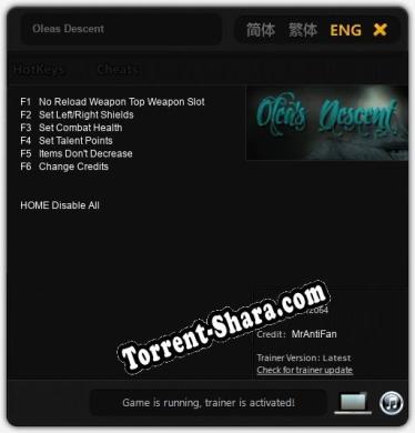 Oleas Descent: Читы, Трейнер +6 [MrAntiFan]