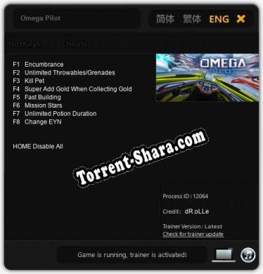Omega Pilot: Трейнер +8 [v1.5]