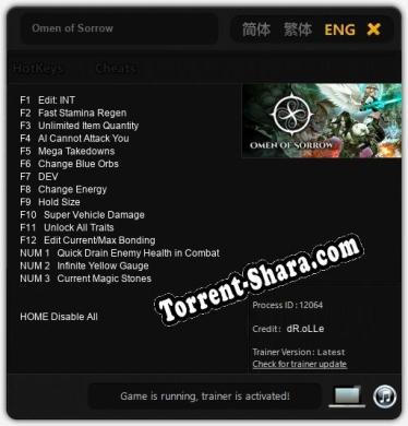 Omen of Sorrow: Читы, Трейнер +15 [dR.oLLe]
