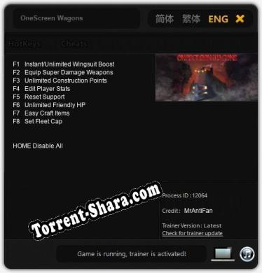 OneScreen Wagons: Читы, Трейнер +8 [MrAntiFan]