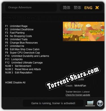 Orange Adventure: ТРЕЙНЕР И ЧИТЫ (V1.0.91)