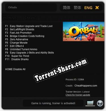 Трейнер для Orbals [v1.0.9]
