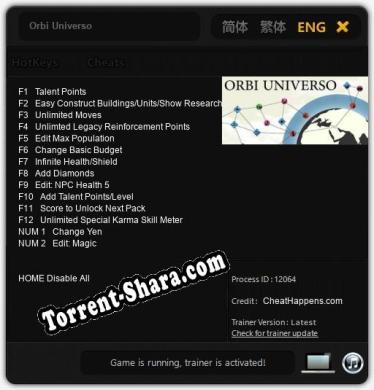 Трейнер для Orbi Universo [v1.0.5]