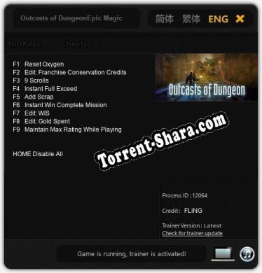 Outcasts of DungeonEpic Magic World Fight Rogue Game Simulator: Трейнер +9 [v1.4]
