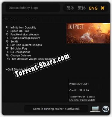 Outpost Infinity Siege: Читы, Трейнер +10 [dR.oLLe]