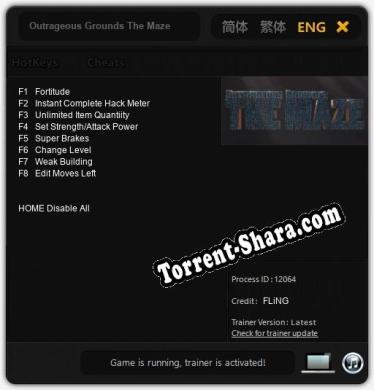 Outrageous Grounds The Maze: ТРЕЙНЕР И ЧИТЫ (V1.0.32)