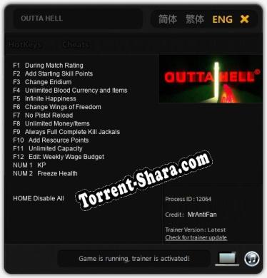 OUTTA HELL: ТРЕЙНЕР И ЧИТЫ (V1.0.12)