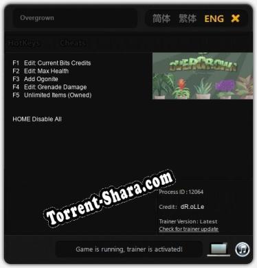 Трейнер для Overgrown [v1.0.7]
