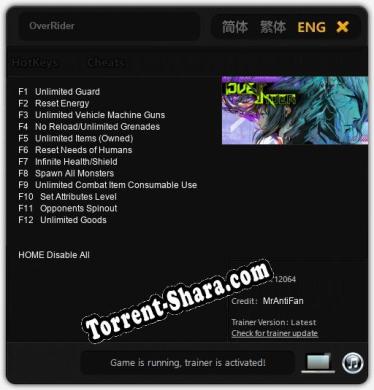 Трейнер для OverRider [v1.0.9]