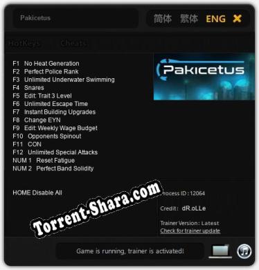 Pakicetus: Читы, Трейнер +14 [dR.oLLe]