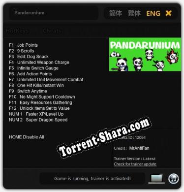 Pandarunium: Трейнер +14 [v1.8]