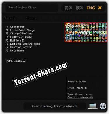 Pans Survivor Chess: Трейнер +8 [v1.9]