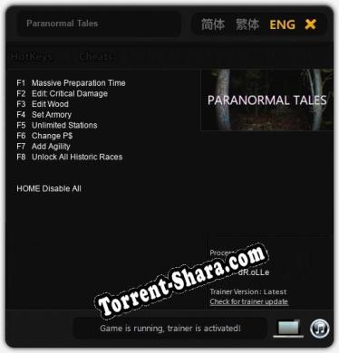 Paranormal Tales: Трейнер +8 [v1.3]