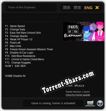 Трейнер для Parts of the Elephant [v1.0.7]