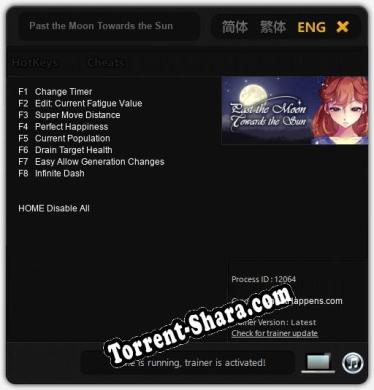 Past the Moon Towards the Sun: Трейнер +8 [v1.6]