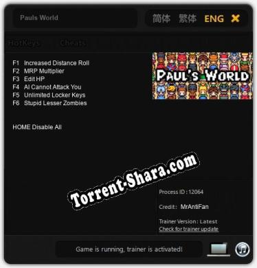 Трейнер для Pauls World [v1.0.5]
