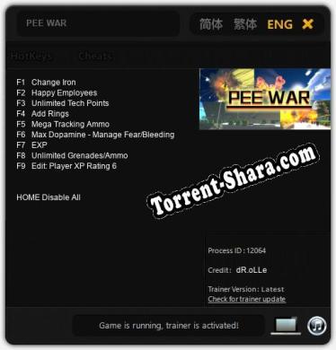 PEE WAR: ТРЕЙНЕР И ЧИТЫ (V1.0.70)