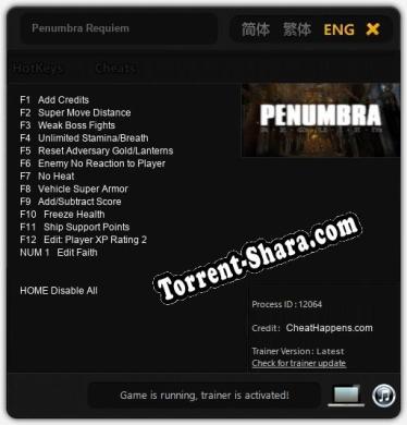 Трейнер для Penumbra Requiem [v1.0.7]