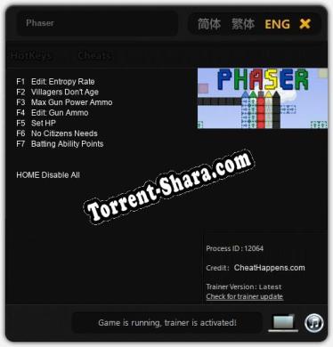 Phaser: Читы, Трейнер +7 [CheatHappens.com]