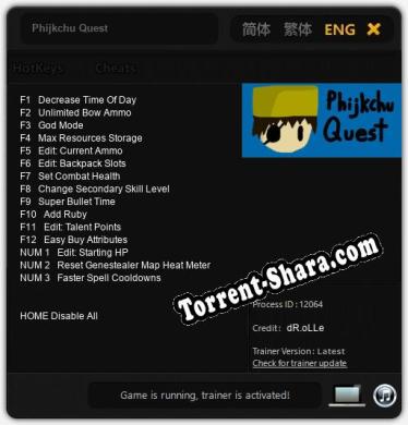 Phijkchu Quest: ТРЕЙНЕР И ЧИТЫ (V1.0.95)