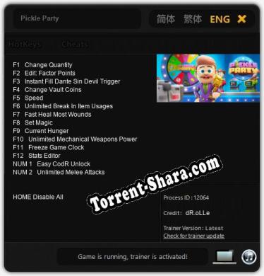 Pickle Party: ТРЕЙНЕР И ЧИТЫ (V1.0.35)