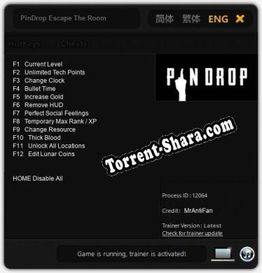 Трейнер для PinDrop Escape The Room [v1.0.5]