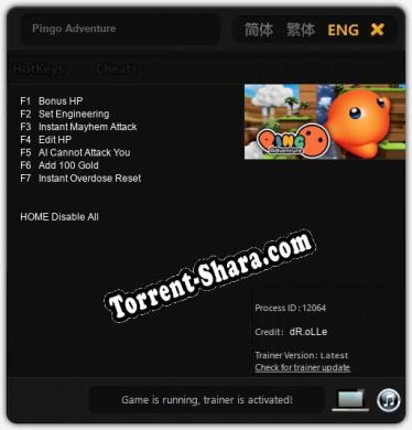 Трейнер для Pingo Adventure [v1.0.8]