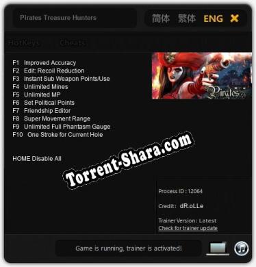 Pirates Treasure Hunters: ТРЕЙНЕР И ЧИТЫ (V1.0.13)