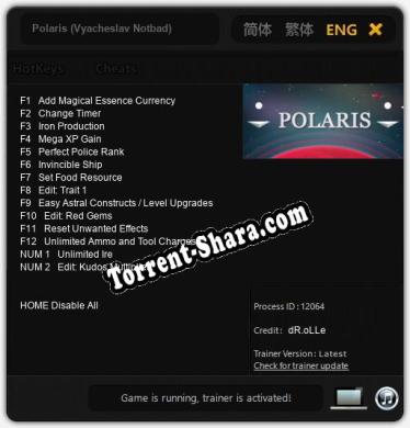 Polaris (Vyacheslav Notbad): Читы, Трейнер +14 [dR.oLLe]