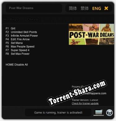 Post War Dreams: Трейнер +8 [v1.9]