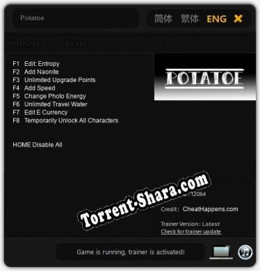 Potatoe: Читы, Трейнер +8 [CheatHappens.com]