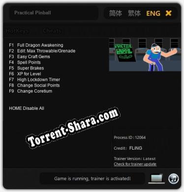 Трейнер для Practical Pinball [v1.0.4]