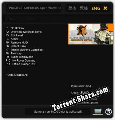 PROJECT AMERICAS Open World Heists: Трейнер +11 [v1.4]