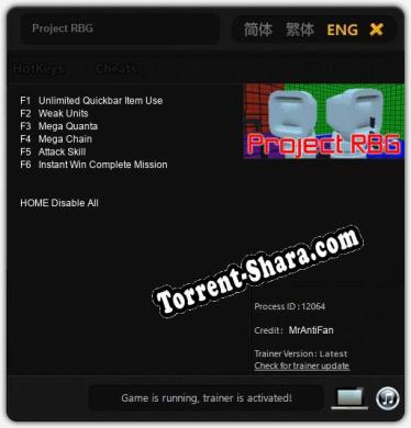 Project RBG: Трейнер +6 [v1.5]