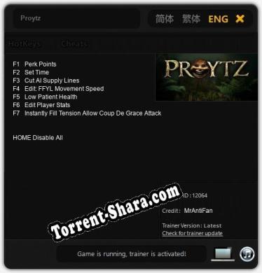 Трейнер для Proytz [v1.0.7]